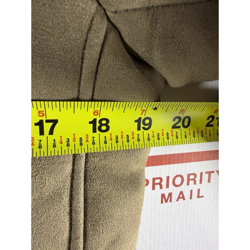 ZARA OUTERWEAR TAN FAUX SUEDE MOTO JACKET SHEARLING LINED ZIPPERS SZ S - Picture 5 of 7